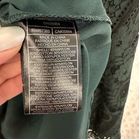 BB Dakota | Dark Green Lace Mini Dress. Size 4 - Picture 5 of 9